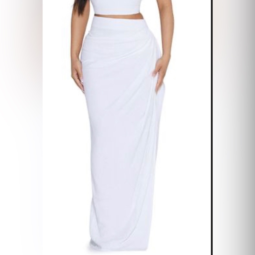 Naked Wardrobe Chic High Waist Maxi Skirt in White